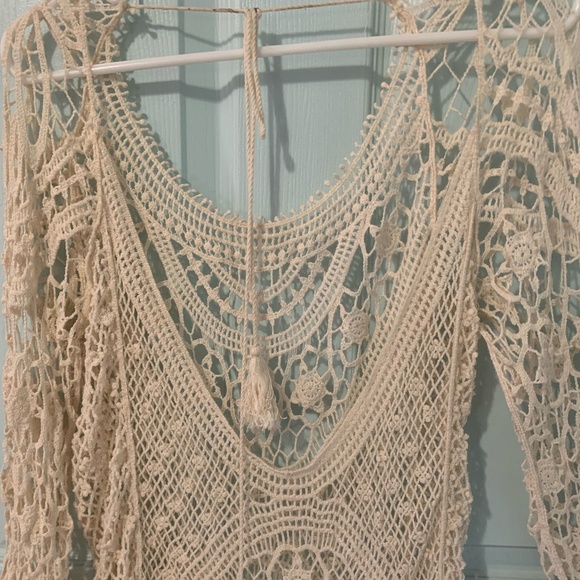 Boho Crochet Beach Dress Coverup - Size M - Picture 3 of 5